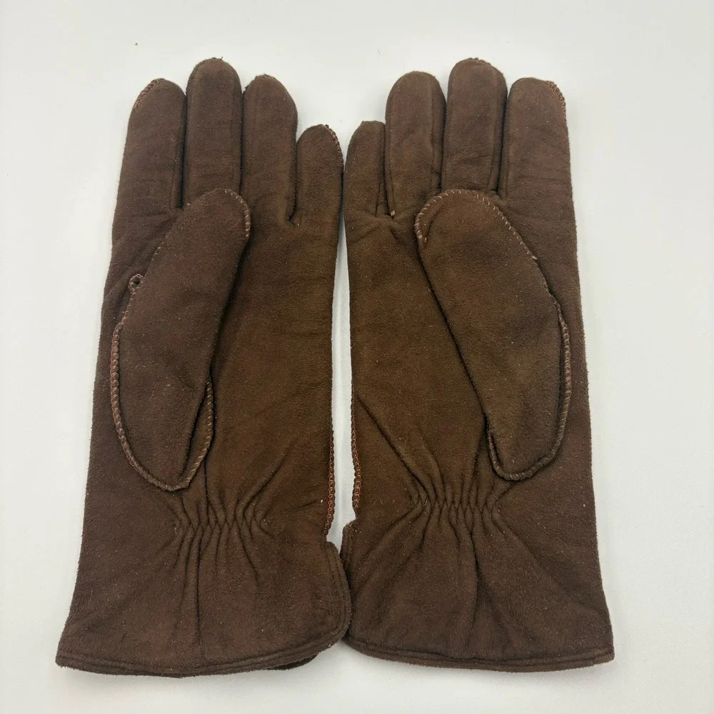 Bill‎ Blass Grandoe Wool Mink Brown Gloves Size Womens Large Warm Winter Fingers